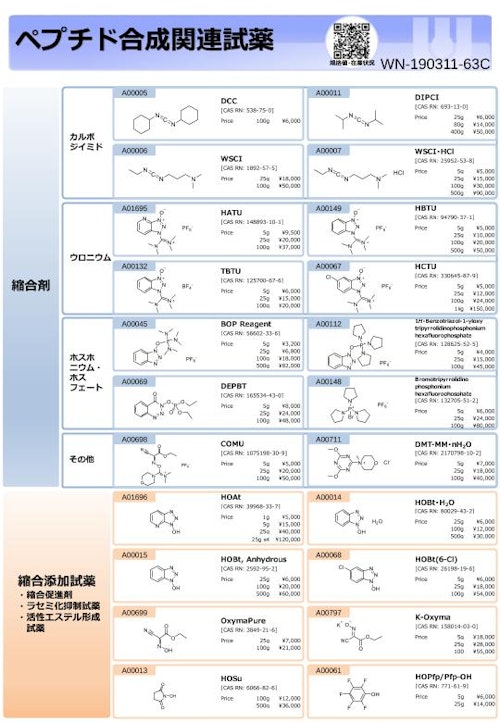 ペプチド合成関連試薬 (渡辺化学工業株式会社) のカタログ