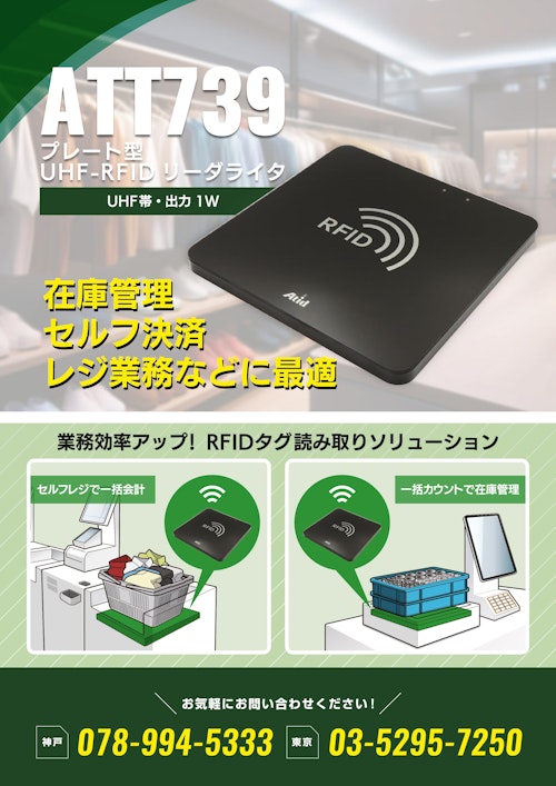 ATT739｜薄型UHF-RFIDリーダ／ライタ（Impinj E310搭載） (ウェルコムデザイン株式会社) のカタログ