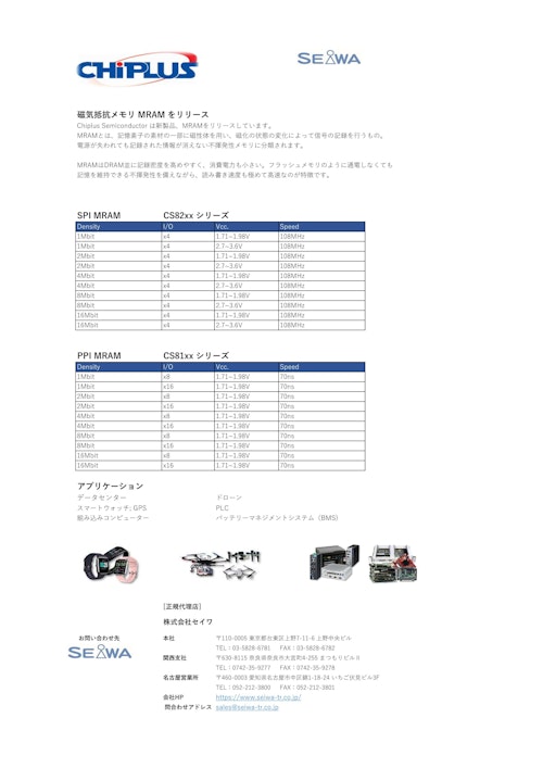 MRAM（磁気ランダム アクセス メモリ）CHIPLUS社 (株式会社セイワ) のカタログ