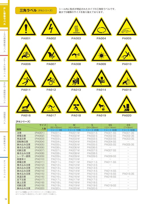 PL警告ラベル (株式会社西日本セフティデンキ) のカタログ