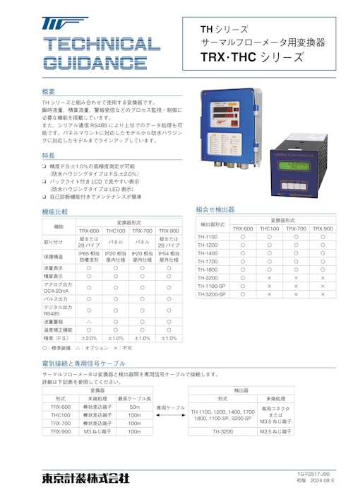 サーマルフローメータ用変換器 (東京計装株式会社) のカタログ