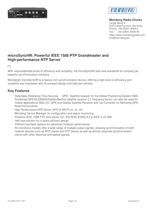 PTP GRANDMASTER microSync (アスコット株式会社) のカタログ