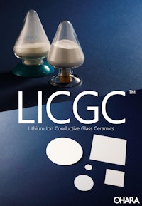 リチウムイオン伝導性ガラスセラミック　LICGC™ 【株式会社オハラのカタログ】