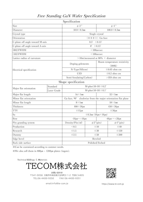 GaN仕様 (TECOM株式会社) のカタログ