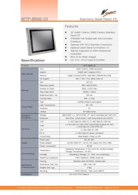 Celeron版10型-IP66防塵防水パネルPC『WTP-8B66-10』 【Wincommジャパン株式会社のカタログ】
