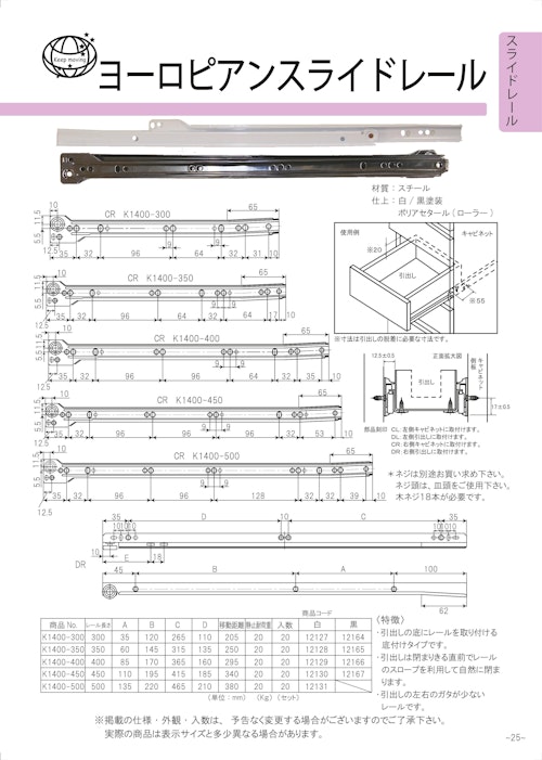 ＯＲＩＧＩＮＡＬ　ＣＡＴＡＬＯＧ　ユーロピアンスライドレール (株式会社フジテック・ジャパン) のカタログ