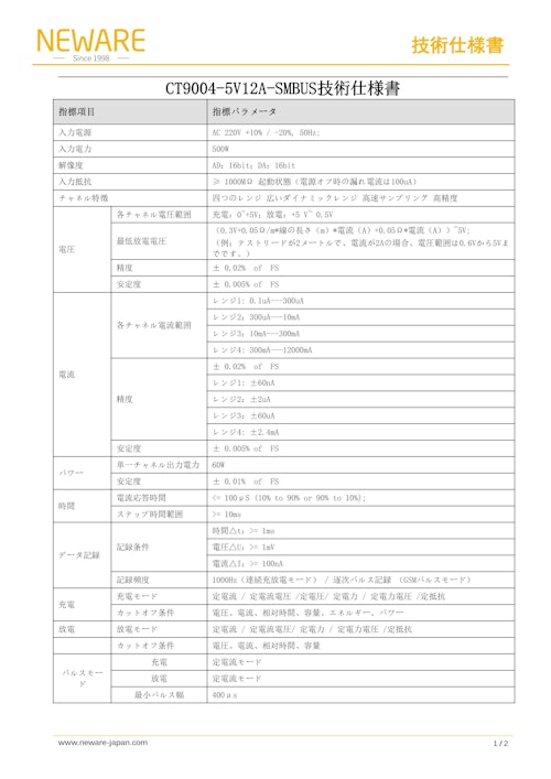 CT-9000 電池検測システム CT9004-5V12A-SMBUS　Testing solutions　新威技術株式会社　Battery Test Equipments　バッテリーマネージメント　バッテリーテスタ　バッテリーシミュレータ　バッテリー サイクルテスタ (新威技術株式会社) のカタログ