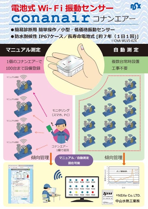 小型・防水・Wi-Fi振動センサー「コナンエアー」 (中山水熱工業株式会社) のカタログ