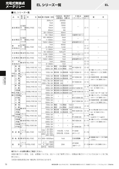 広角度メータリレー ELシリーズ (株式会社第一エレクトロニクス) のカタログ