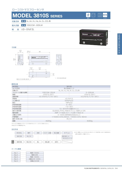 ローコストマスフローセンサ　MODEL 3810S SERIES (共栄通信工業株式会社) のカタログ