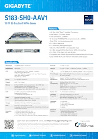 【S183-SH0】Storage Server - 5th/4th Gen Intel® Xeon® Scalable - 1U DP 32-Bay E1.S NVMe 1600W 【株式会社アドバネットのカタログ】