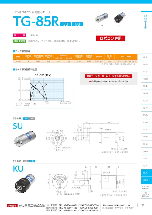 DCモーター　TG-85R KU (共栄通信工業株式会社) のカタログ