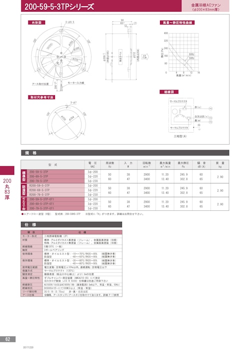 金属羽根ACファンモーター　200-59-5-3TPシリーズ (株式会社廣澤精機製作所) のカタログ