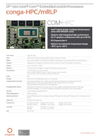 COM-HPC Mini: conga-HPC/mRLP データシート 【コンガテックジャパン株式会社のカタログ】