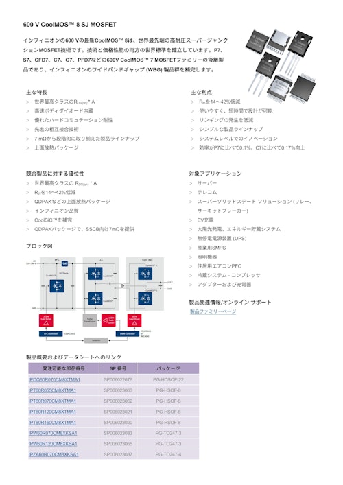 600 V CoolMOS™ 8 SJ MOSFET (インフィニオンテクノロジーズジャパン株式会社) のカタログ