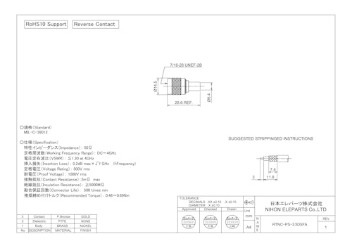 RTNC-PS-3.5DSFA (日本エレパーツ株式会社) のカタログ