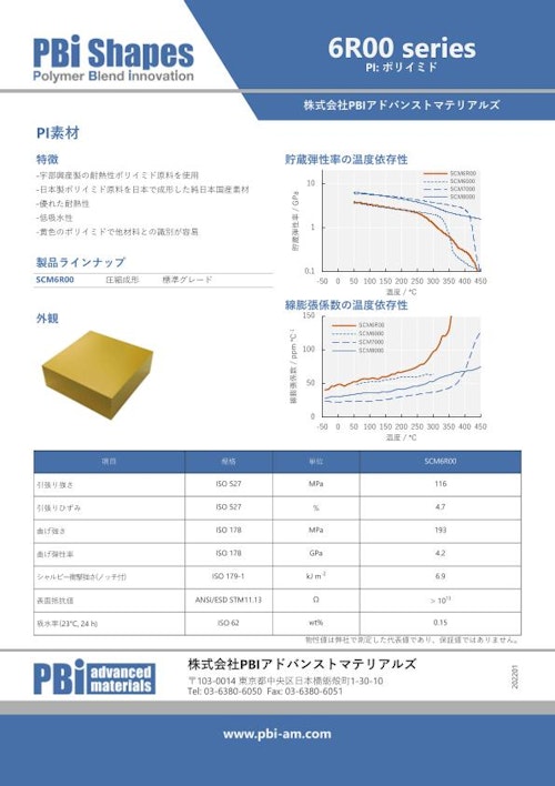6R00シリーズ | PI（ポリイミド） (株式会社PBIアドバンストマテリアルズ) のカタログ