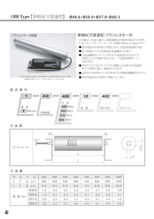 ウェストンローラー　1RR Series（可変速型） (共栄通信工業株式会社) のカタログ