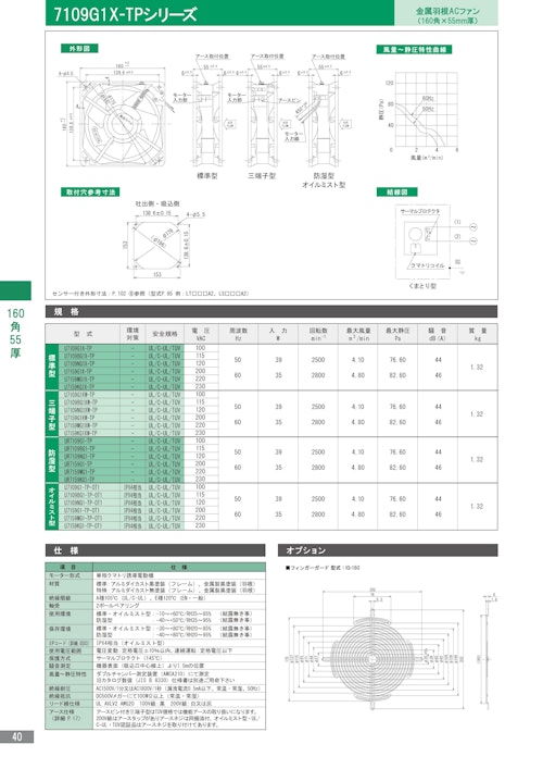 金属羽根ACファンモーター　7109G1X-TPシリーズ (株式会社廣澤精機製作所) のカタログ