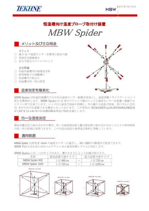恒温槽向け温度プローブ取付け装置 MBW Spider (株式会社テクネ計測) のカタログ