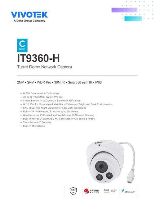 VIVOTEK タレット型カメラ：IT9360-H (ビボテックジャパン株式会社) のカタログ