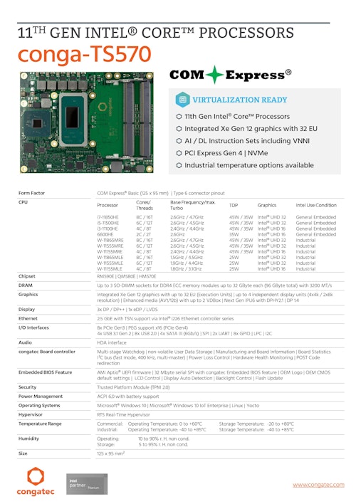 COM Express Basic Type 6: conga-TS570 (コンガテックジャパン株式会社) のカタログ