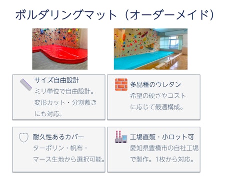 自宅・小規模施設向け ボルダリング用ウレタンマットの加工 (株式会社ストライダー社) のカタログ