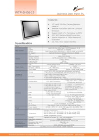 IP66完全防水・防塵対応のIntel 第12世代Core-i5版ファンレス19型タッチパネルPC『WTP-9H66-19』 【Wincommジャパン株式会社のカタログ】