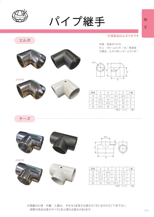 ＯＲＩＧＩＮＡＬ　ＣＡＴＡＬＯＧ　パイプ継手 (株式会社フジテック・ジャパン) のカタログ