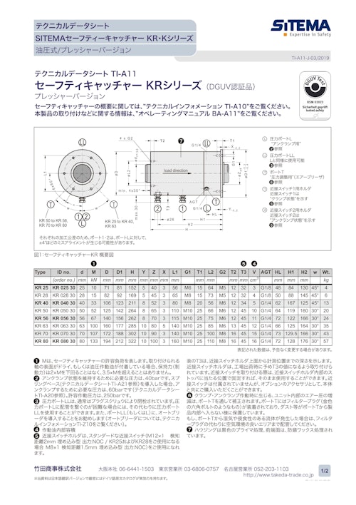 ドイツSITEMA社の鍛圧機械用安全装置　セーフティーキャッチャー (竹田商事株式会社) のカタログ