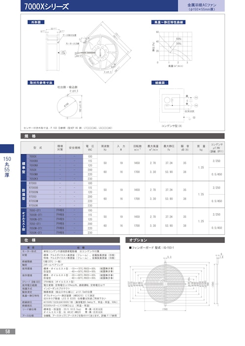 金属羽根ACファンモーター　7000Xシリーズ (株式会社廣澤精機製作所) のカタログ