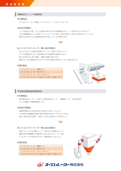 O&Mシリコンラバーヒーター用途事例集　PART1 (オーエムヒーター株式会社) のカタログ