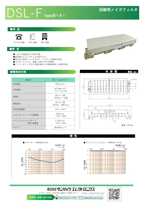 信号ライン用ノイズフィルタ『DSL-F』 (株式会社サンリッツエレクトロニクス) のカタログ