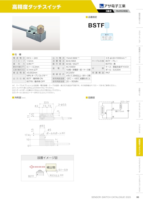 高精度タッチスイッチ　BSTF (共栄通信工業株式会社) のカタログ