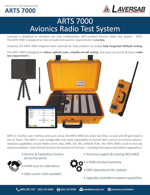 ARTS70000 WiFi対応多機能アビオニクステストセット (アスコット株式会社) のカタログ