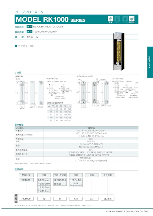 パージフローメータ　MODEL RK1000 SERIES (コフロック株式会社) のカタログ