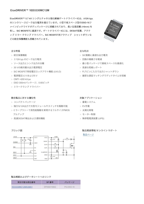 EiceDRIVER™ 1ED3330MC12M (インフィニオンテクノロジーズジャパン株式会社) のカタログ