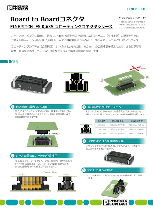 基板対基板コネクタ　FINEPITCH FS 0,635 フローティングコネクタシリーズ (フエニックス・コンタクト株式会社) のカタログ