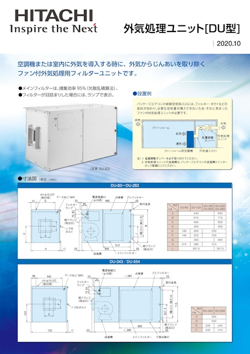 【日立】外気処理ユニット[DU型] (九州機電株式会社) のカタログ