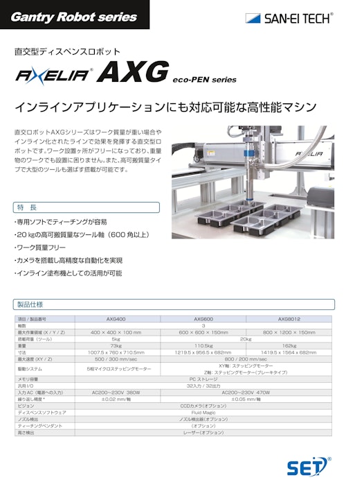 直交ロボット｜直感的な操作と用途に応じた柔軟設定が可能な直交型ロボット　AXG600 (株式会社サンエイテック) のカタログ