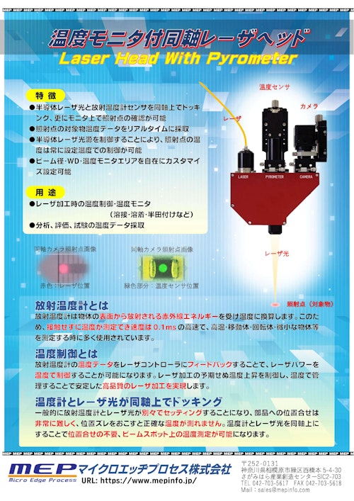 温度モニタ付同軸レーザヘッド (マイクロエッヂプロセス株式会社) のカタログ