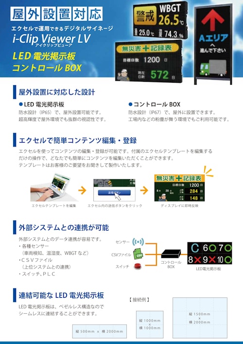 屋外設置対応デジタルサイネージi-Clip Viewer LV (ノリタケ伊勢電子株式会社) のカタログ