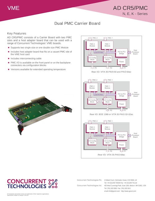 AD CR5/PMC - デュアル VME PMC キャリア (アスコット株式会社) のカタログ