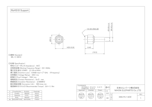 SMA-PS-1.5DW (日本エレパーツ株式会社) のカタログ