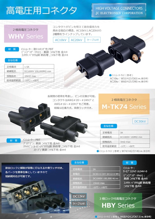 高電圧コネクタ (日本コネクト工業株式会社) のカタログ