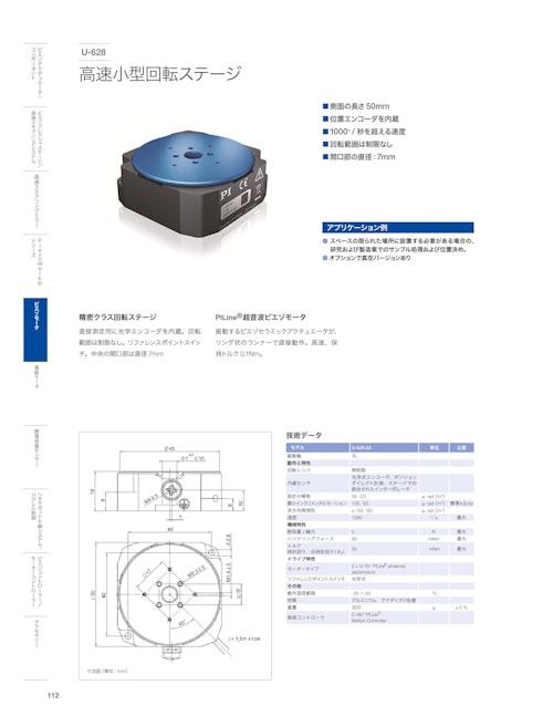 ピエゾモーター駆動　小型回転ステージ『U-628』 (ピーアイ・ジャパン株式会社) のカタログ