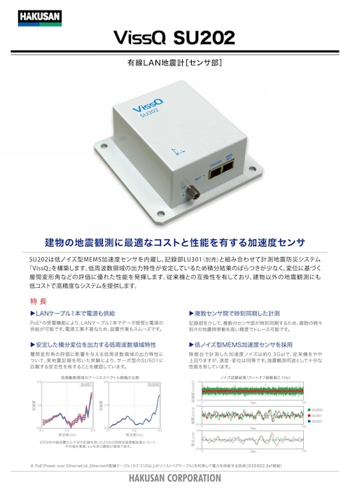 有線LAN地震計［センサ部］ SU202 (白山工業株式会社) のカタログ