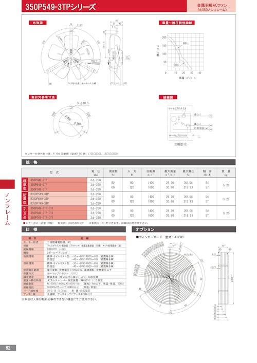 金属羽根ACファンモーター　350P549-3TPシリーズ (株式会社廣澤精機製作所) のカタログ