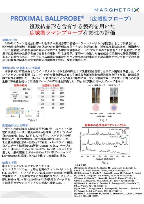 ラマン分光法を用いた製剤均一性試験法への適用事例　 (株式会社テックアナリシス) のカタログ