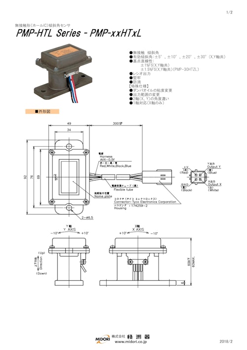 ポテンショメータ / 傾斜　PMP-HTLシリーズ / PMP-xxHTxL (共栄通信工業株式会社) のカタログ